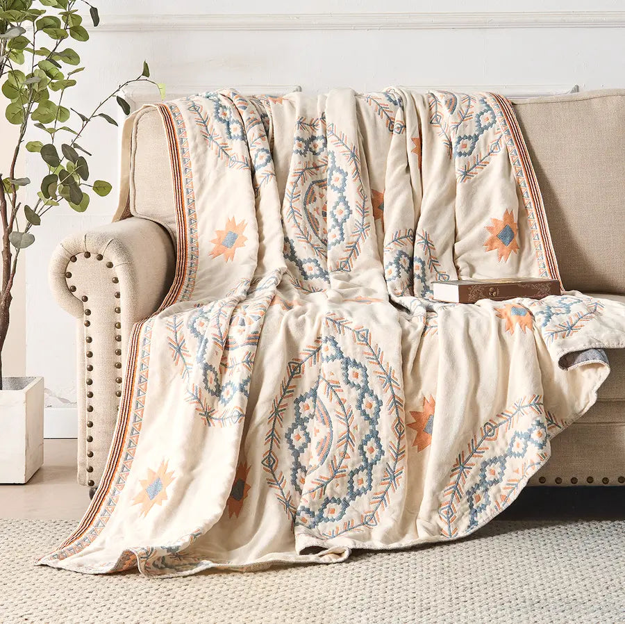 Boho Cotton Gauze Bedspread for Summer with Breathable Feel
