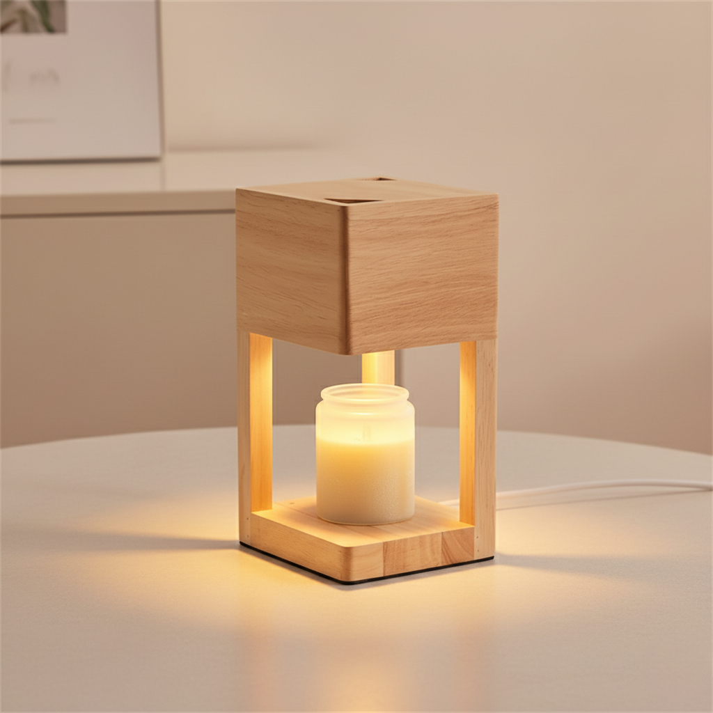 Birch Wooden Candle Warmer Lamp