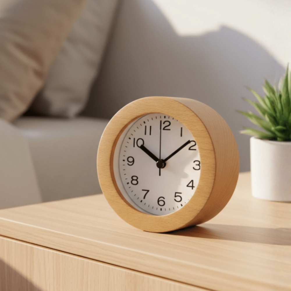 Amara Wooden Silent Quartz Alarm Clock