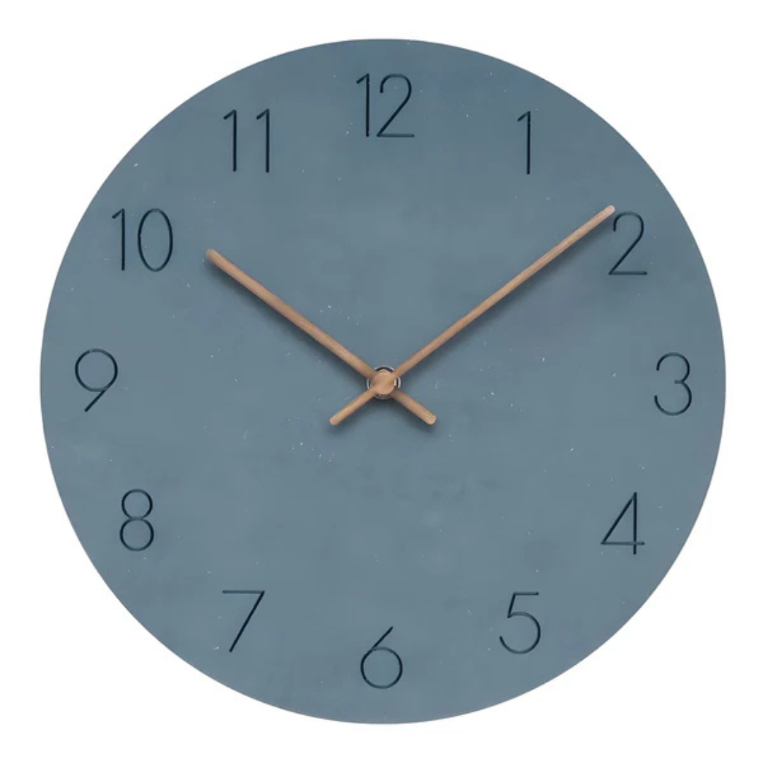 Nork Minimalist Wall Clock for Calm Rooms with Wood Hands