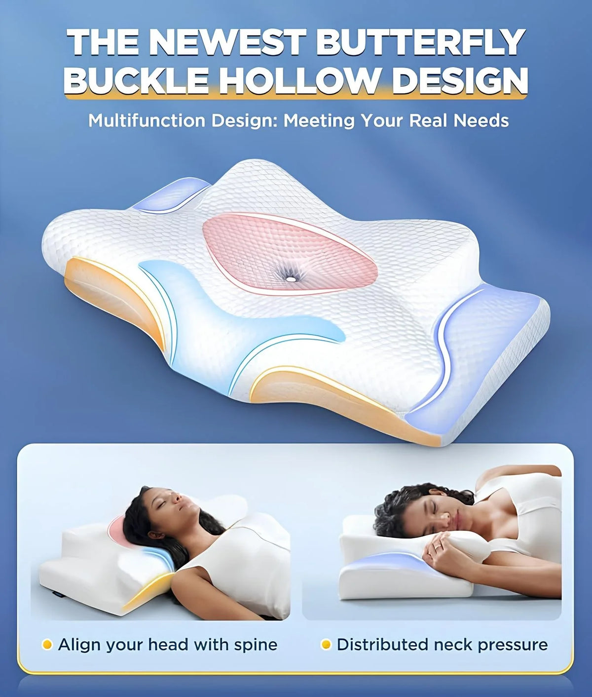 Fluttera Butterfly Memory Foam Neck Pillow for Sleeping