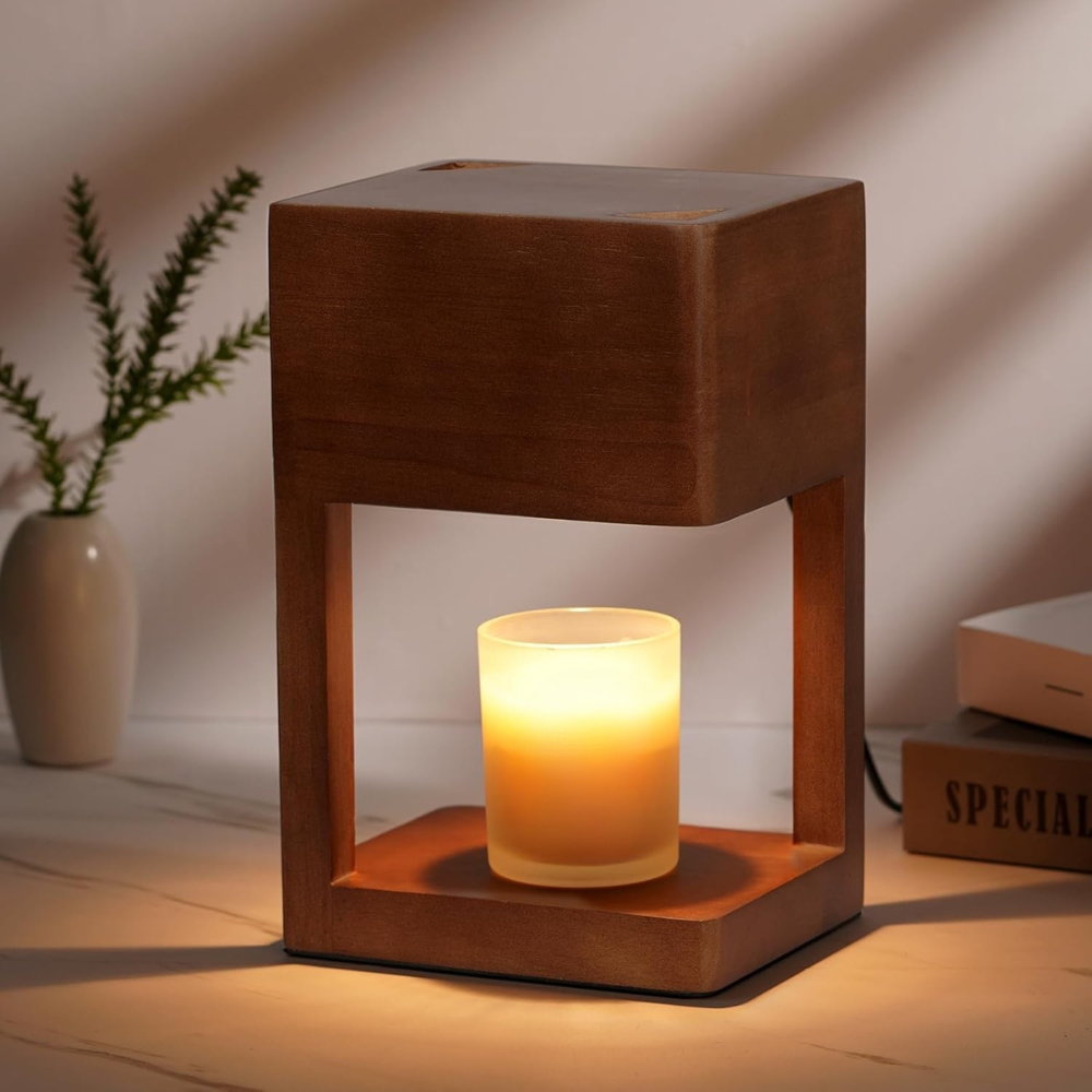 Birch Wooden Candle Warmer Lamp