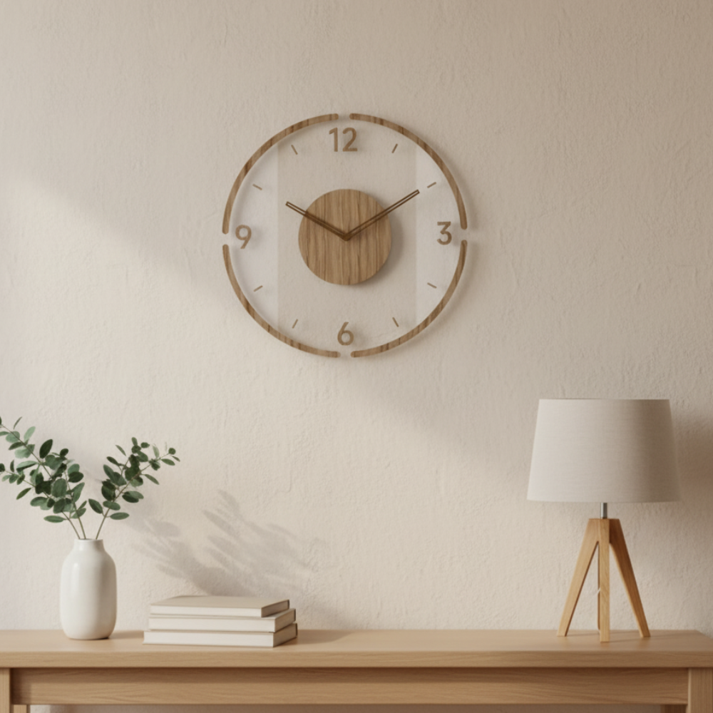 Vellaro Walnut Acrylic Wall Clock