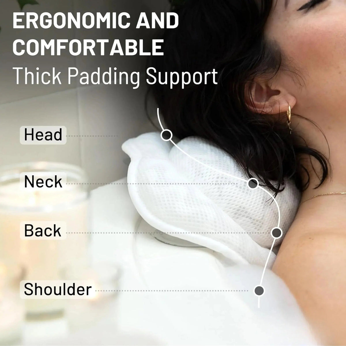 Wave Pattern Bath Pillow for Tubs with Suction Cups