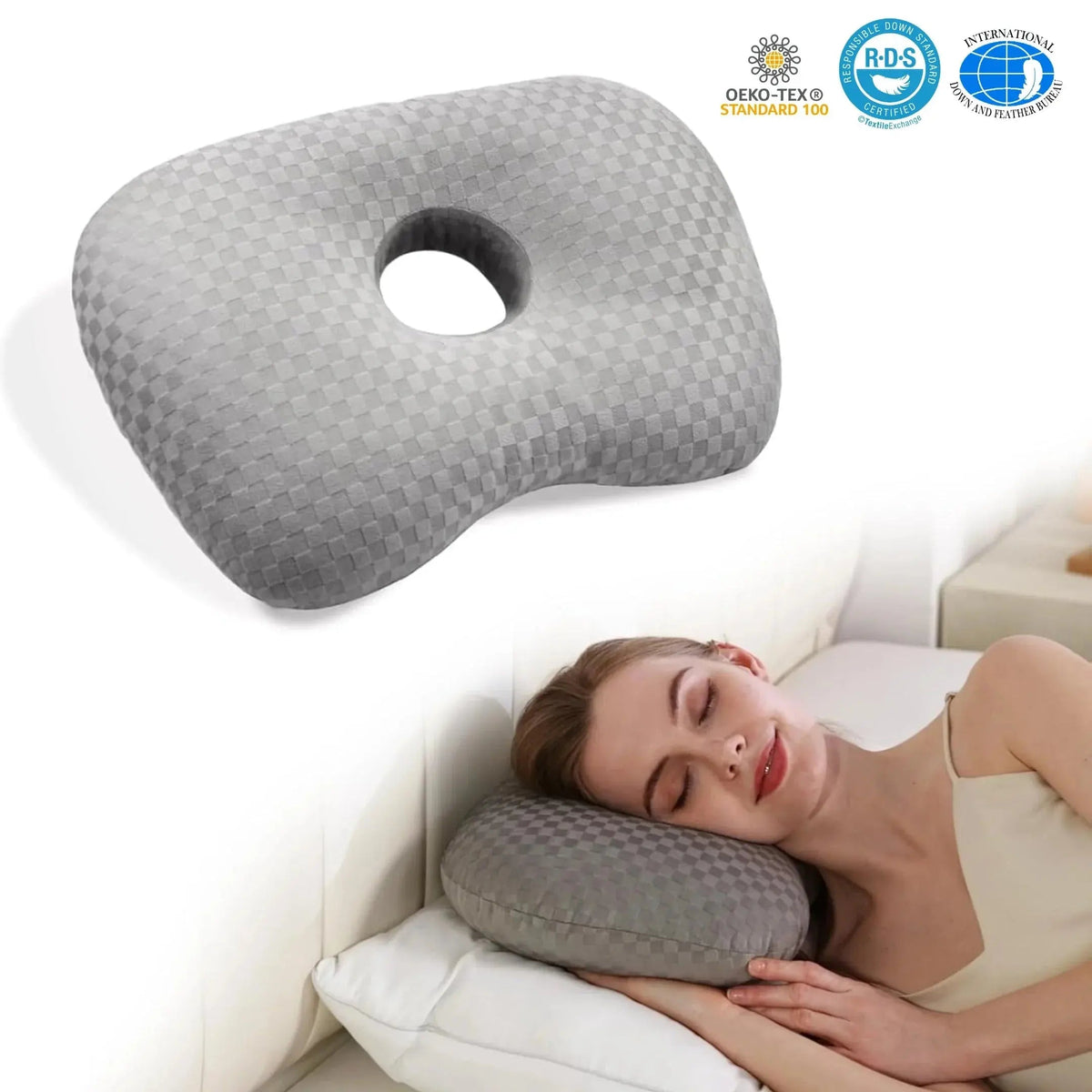 Adjustable Ear Support Pillow for Rest with Curved Contour