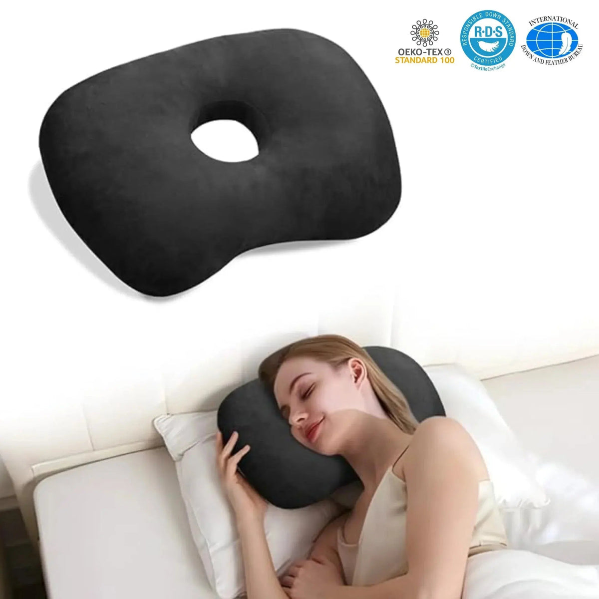 Adjustable Ear Support Pillow for Rest with Curved Contour