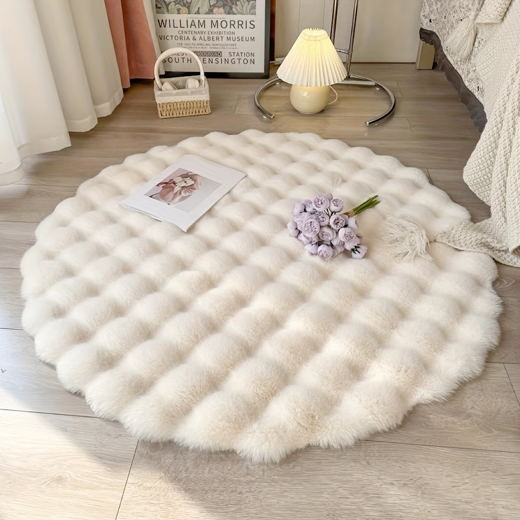 Cloud Bubble Rug for Bedrooms with Plush Fleece Texture