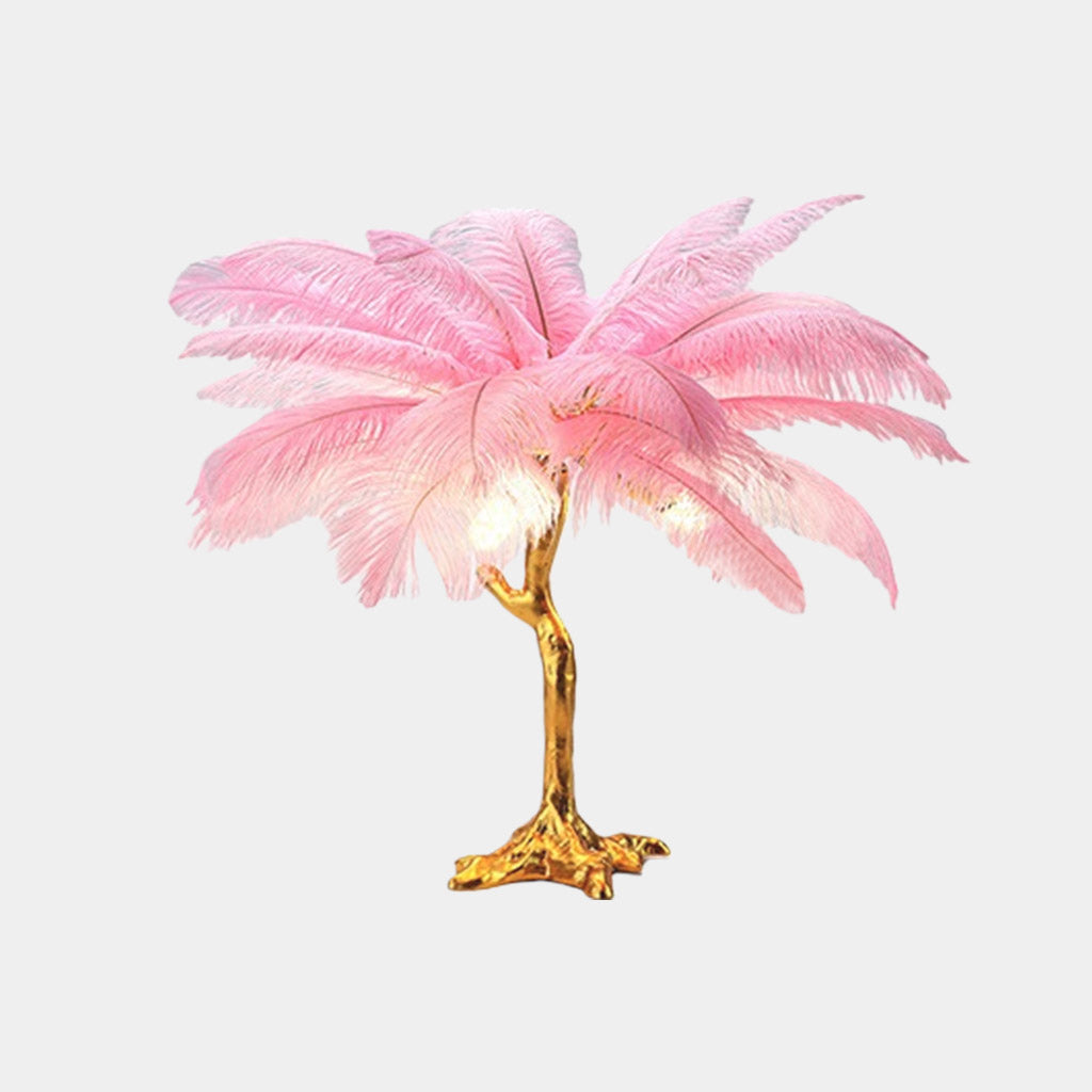 Ostrich Feather Tree Table Lamp