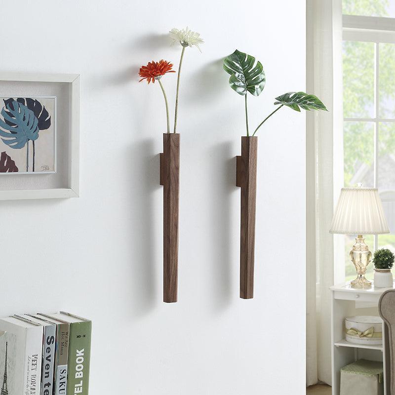 Corvelle Slim Wall-Mounted Wood Vase for Hallways