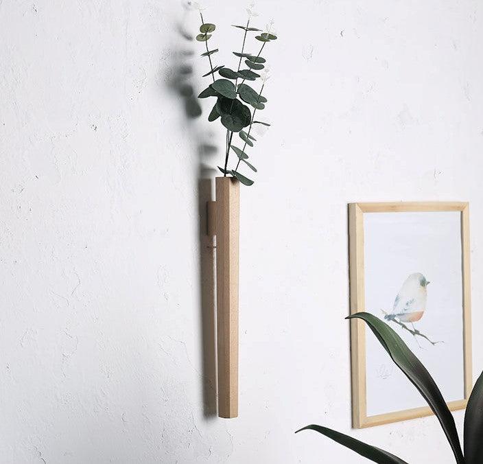 Corvelle Slim Wall-Mounted Wood Vase for Hallways