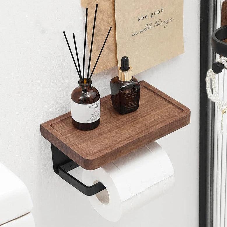Perch Walnut Wall-Mounted Bathroom Shelf