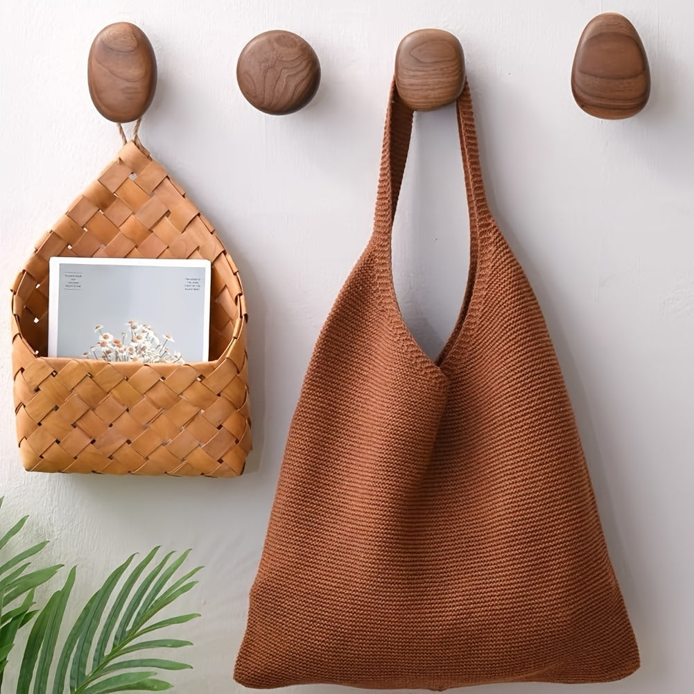 River Pebble-Shaped Wood Wall Hooks