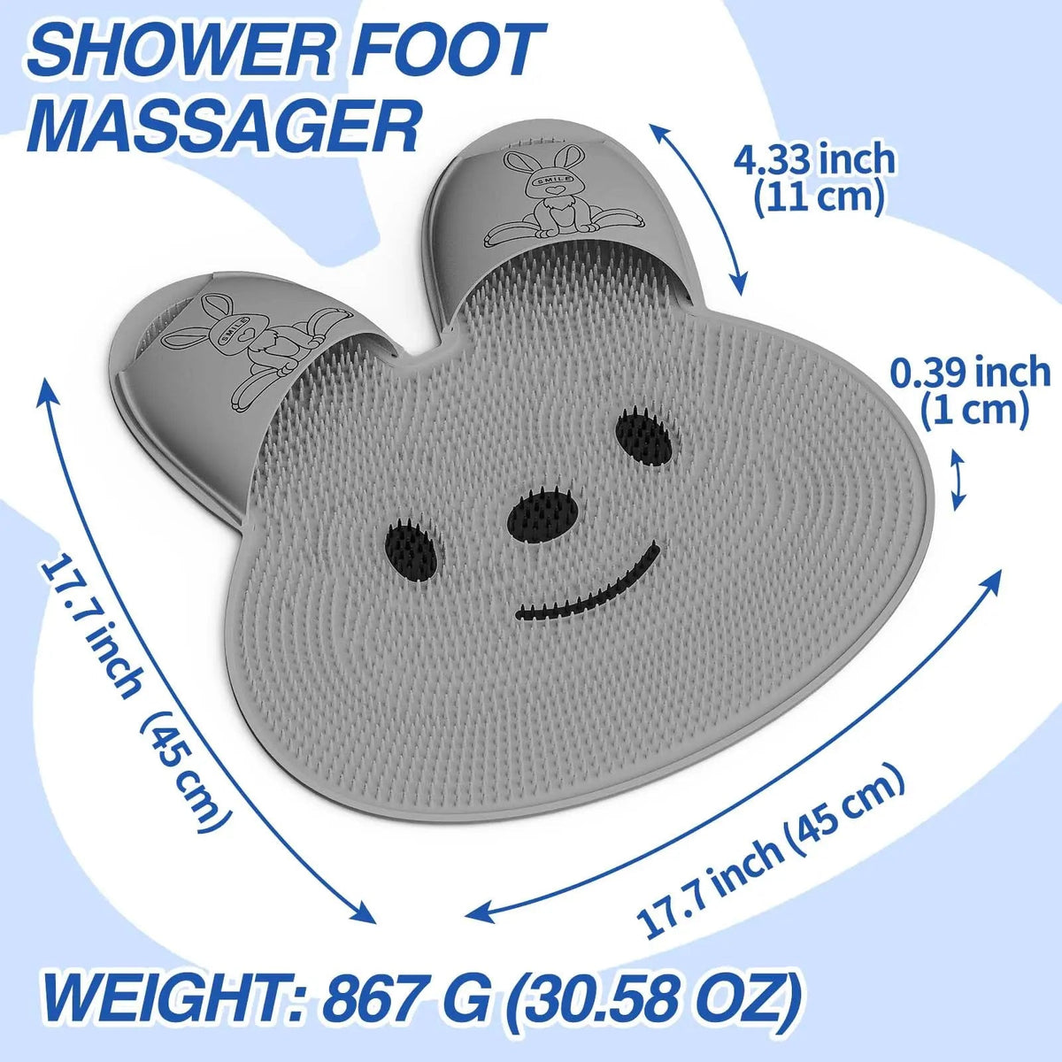 Rabbit Shower Mat for Bathroom Safety with Suction Grip