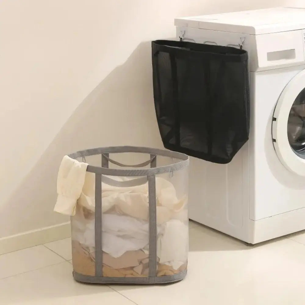 Foldable Mesh Laundry Basket for Travel with Carry Handles