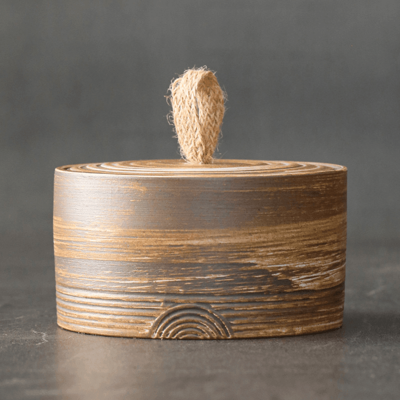 Kiln Stoneware Storage Jar with Hemp Rope