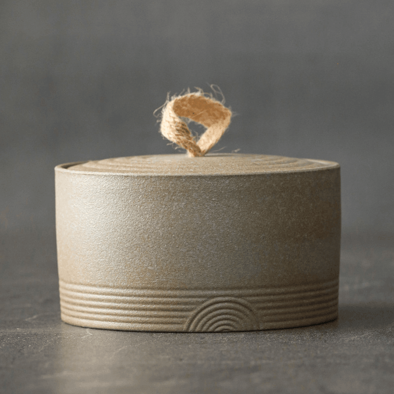 Kiln Stoneware Storage Jar with Hemp Rope