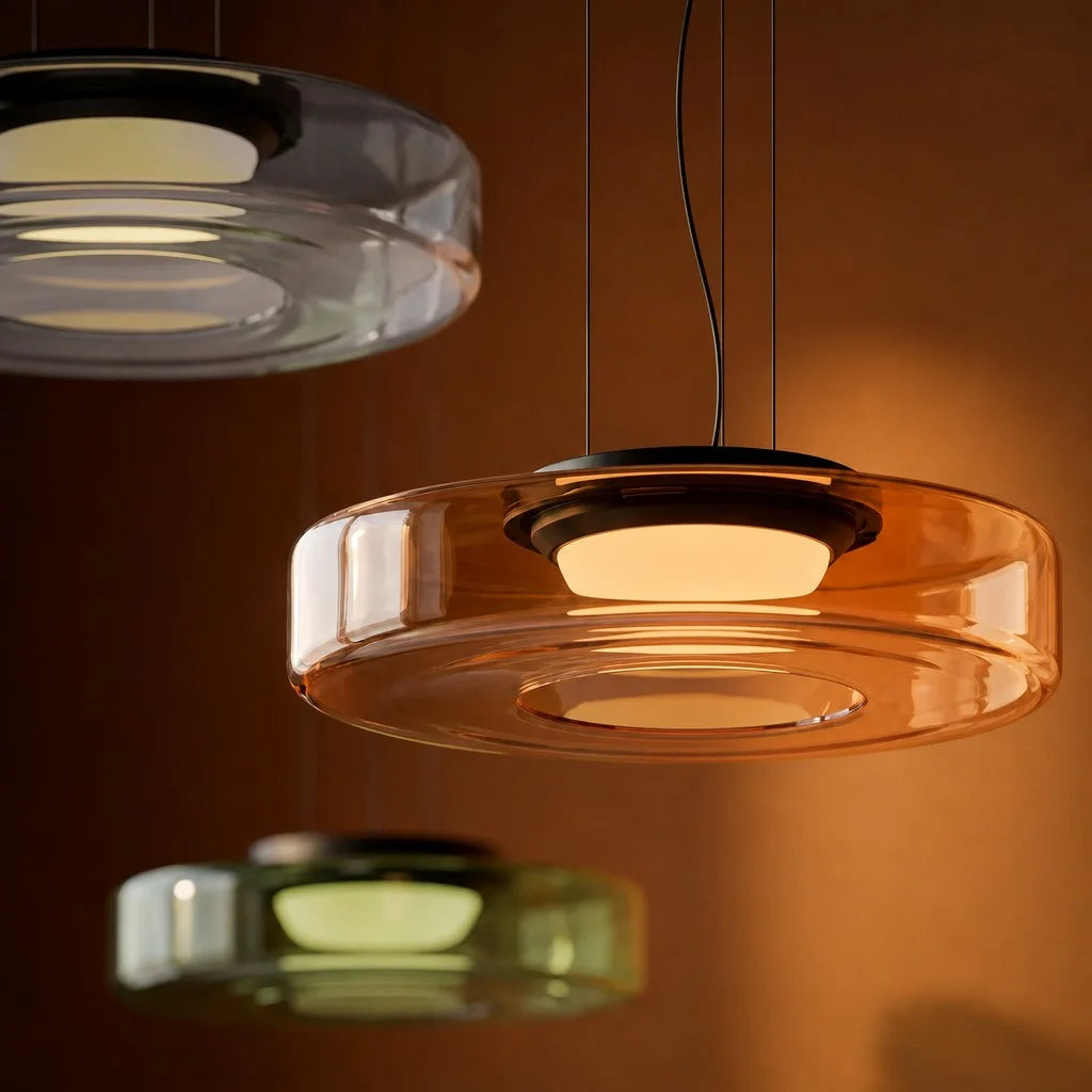 Glaucus Multi-Layer Glass Pendant Light amber 2 layer studio