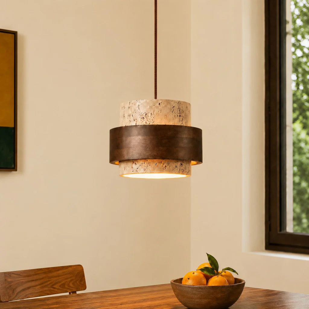 Japandi Wabi-Sabi Travertine Pendant Light