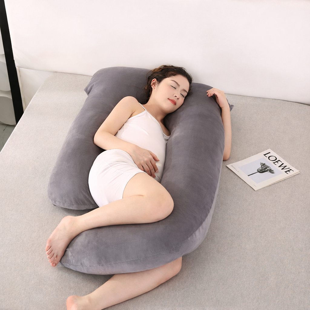 Cradle U-Shape Pregnancy Pillow for Side Sleep with Cover