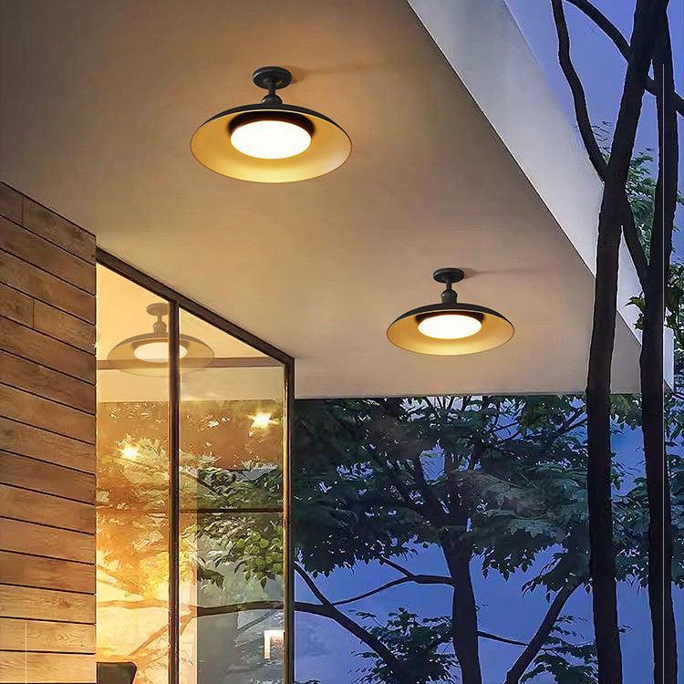 Halo Black Semi-Flush Outdoor Ceiling Light