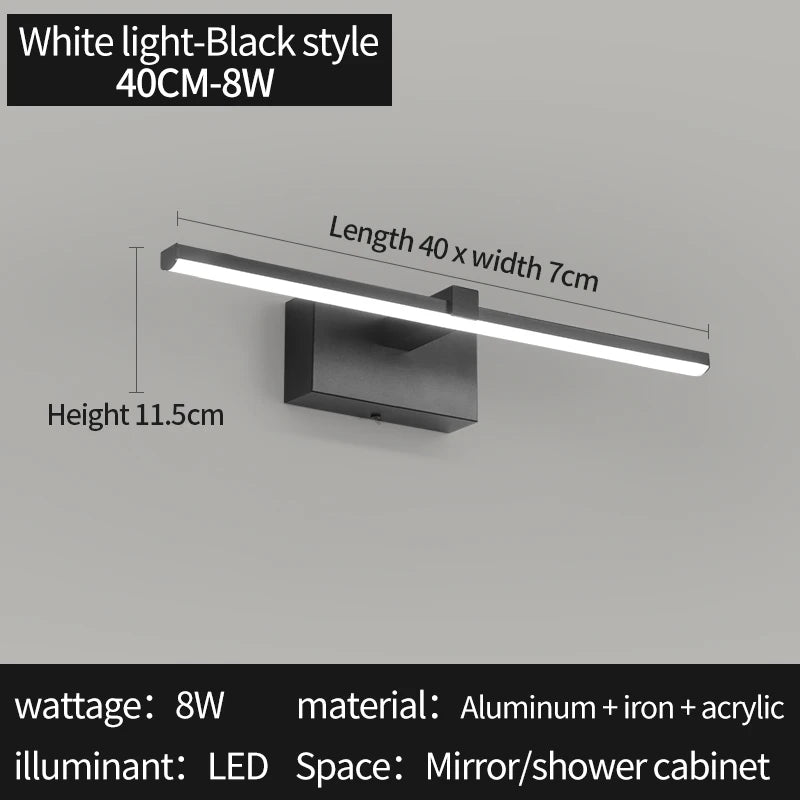 Velin LED Bathroom Wall Sconce for Mirror with Glass Shade