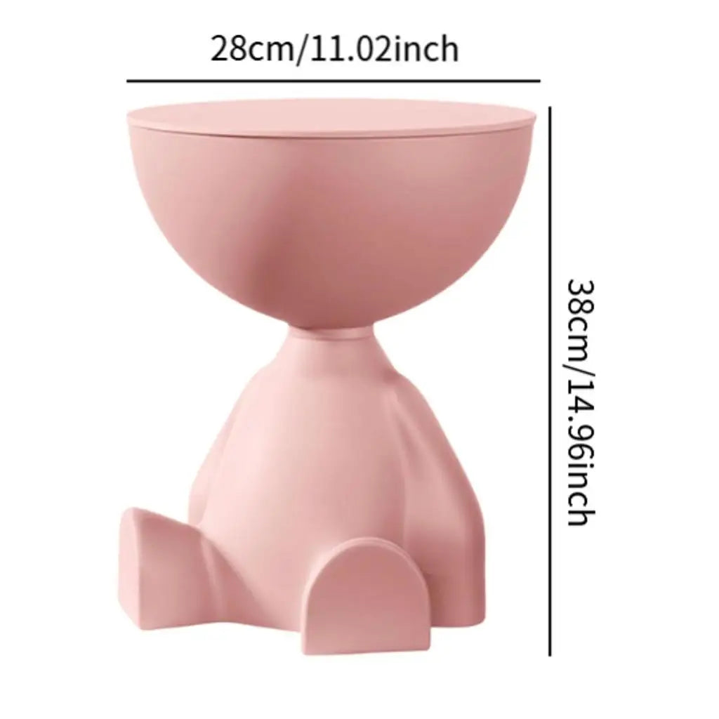 Bruno Bear Side Table for Small Spaces with Storage Lid