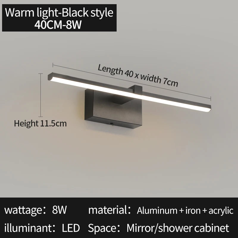 Velin LED Bathroom Wall Sconce for Mirror with Glass Shade