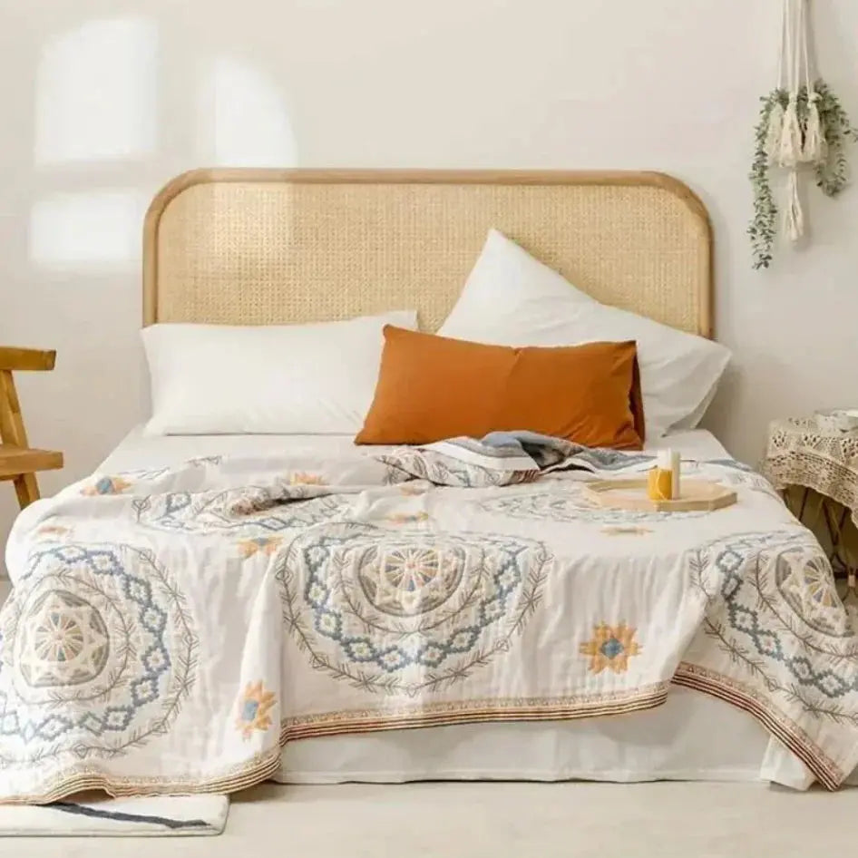 Boho Cotton Gauze Bedspread for Summer with Breathable Feel