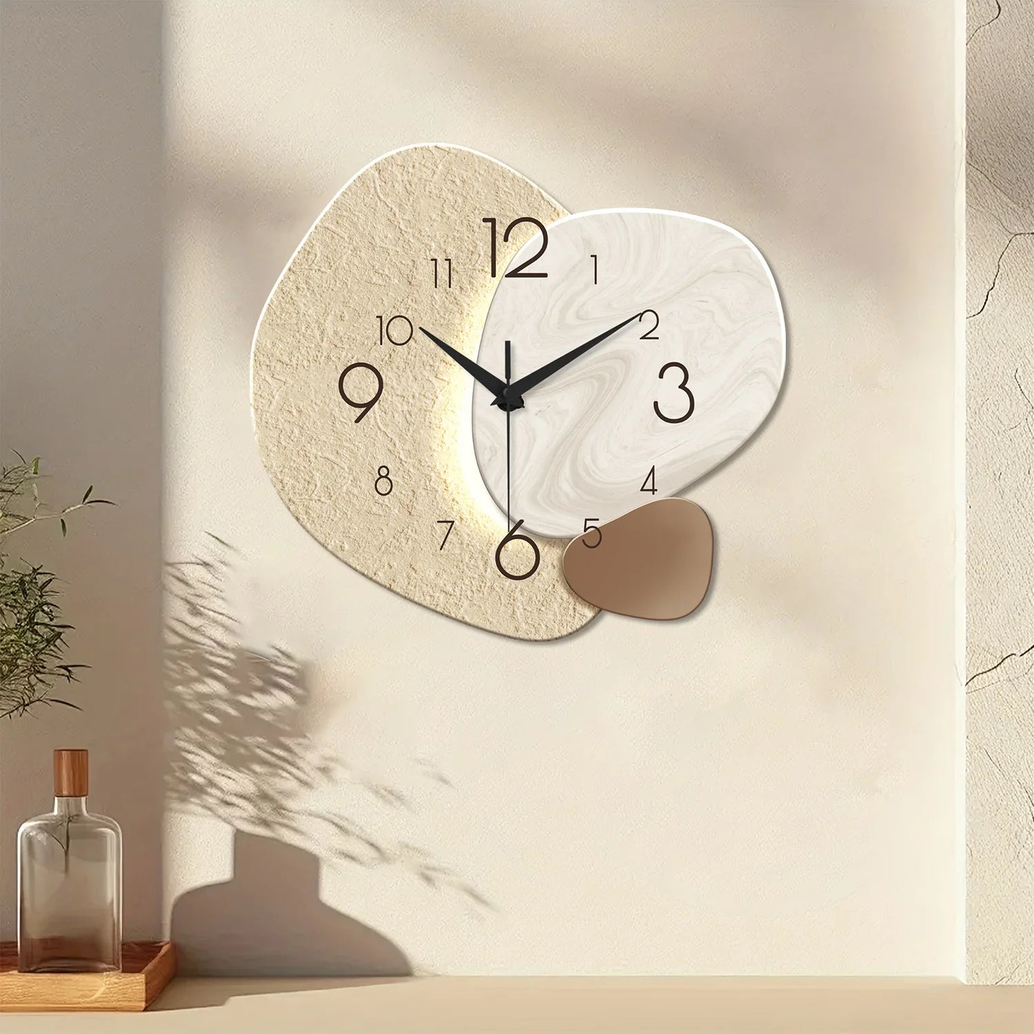 TempoStone Wall Clock for Quiet Rooms with Silent Quartz