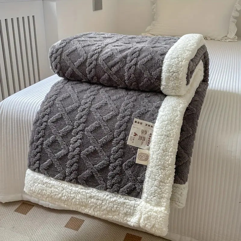 Duvella Reversible Sherpa Fleece Throw Blanket