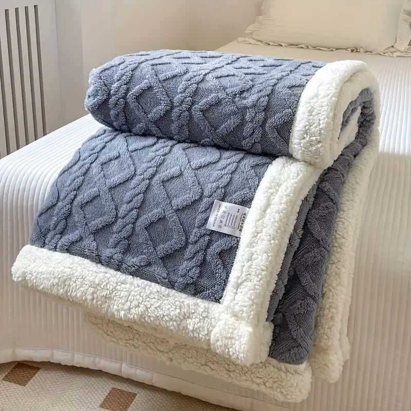 Duvella Reversible Sherpa Fleece Throw Blanket