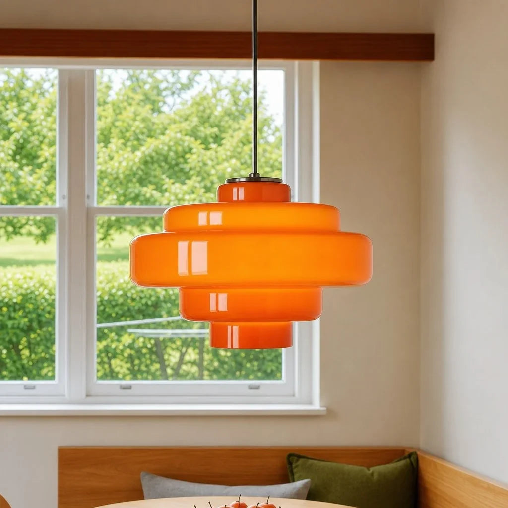 Vibrant Macaron Orange Glass Pendant Light