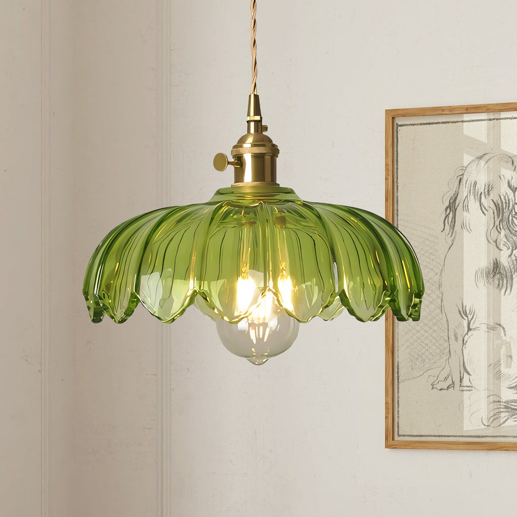Country Rustic Tulip Glass Pendant Light