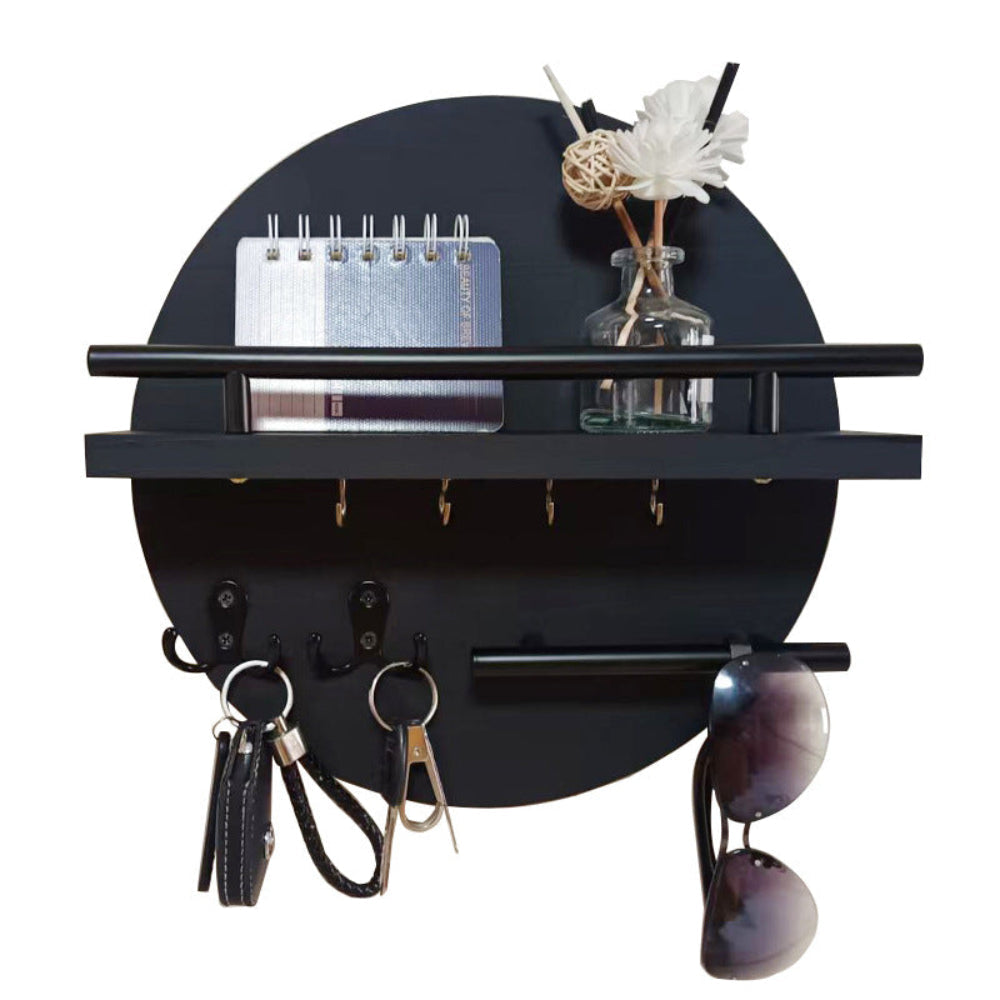 Hearth Key Holder for Entryways with Wood & Metal Hooks