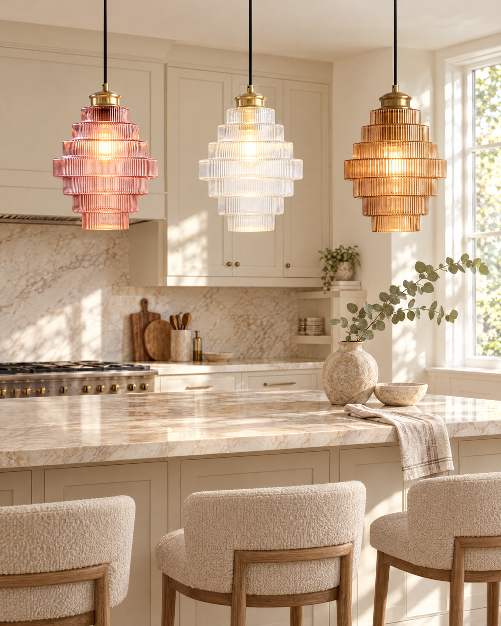 Pink, White & Orange in a bright kitchen