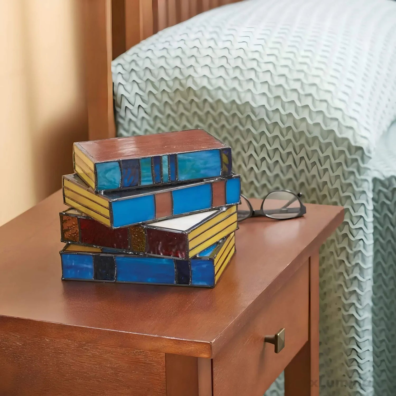 Lumina Stained Glass Book Lamp for Reading Nooks with Glow