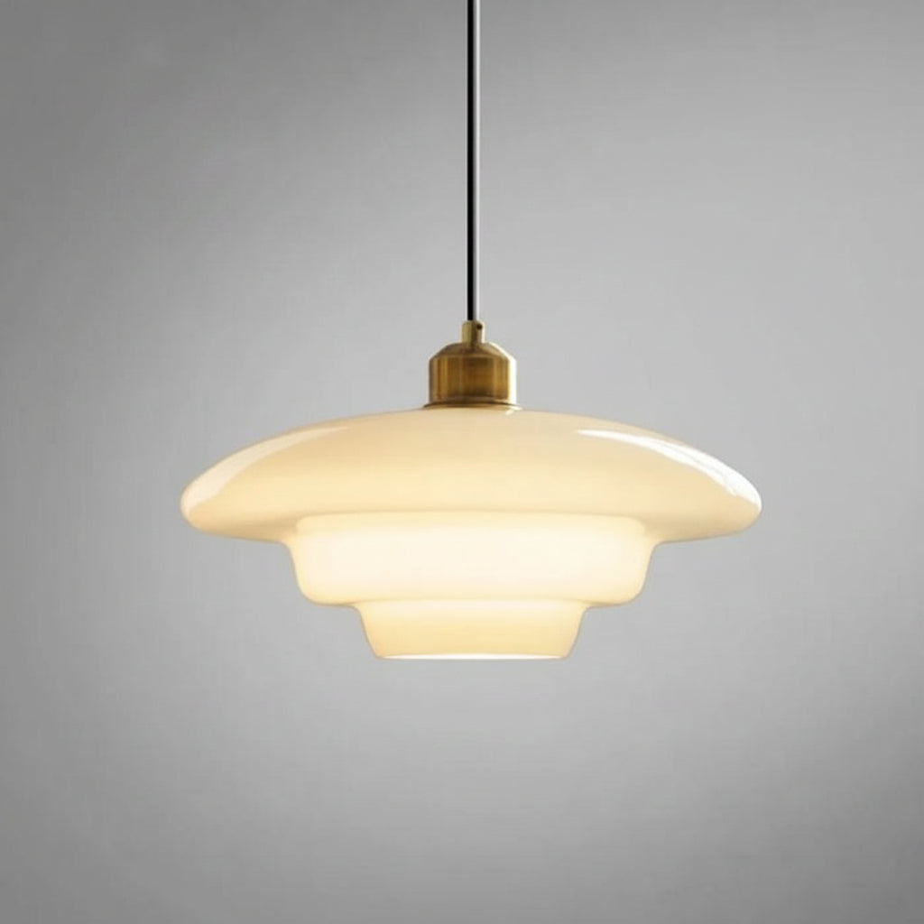 Milo Glass Pendant Light for Dining Rooms with Brass Trim