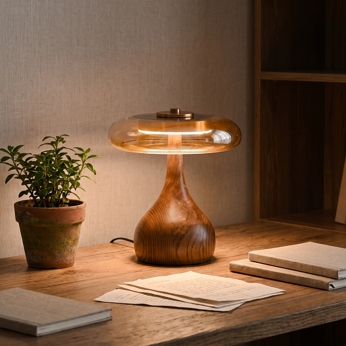 Sienna Table Lamp — wooden desk study