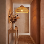 Braided Rattan Pendant Lamp — hallway