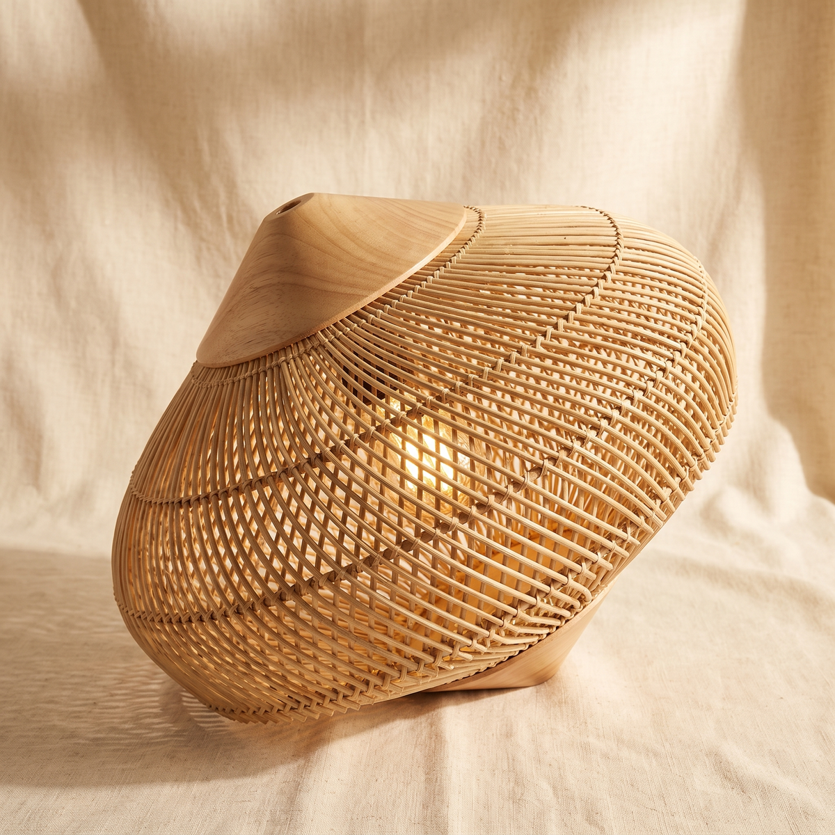 Braided Rattan Pendant Lamp — 3/4 angle