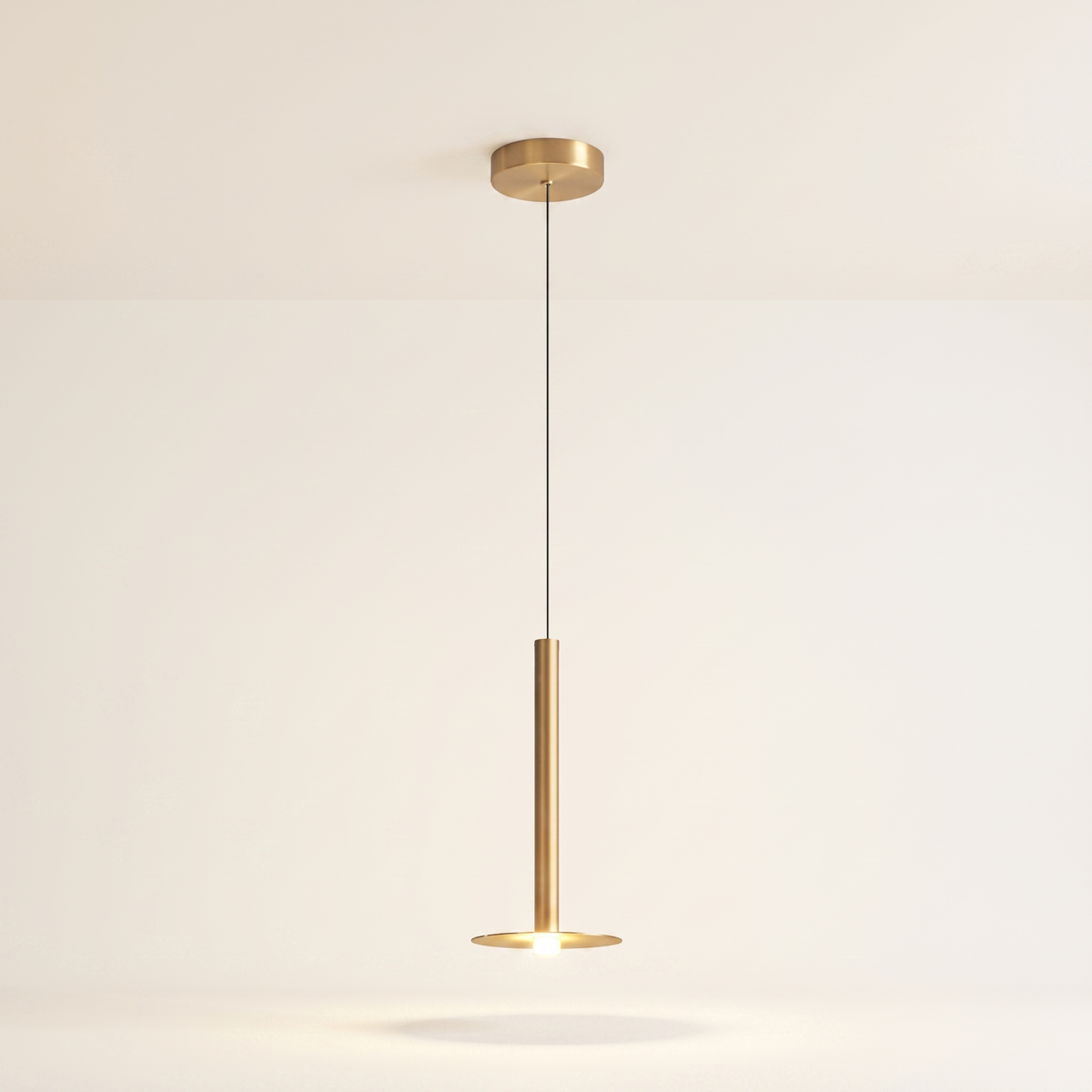 Hanging Pendant Light Minimalist Slim Tube, Gold