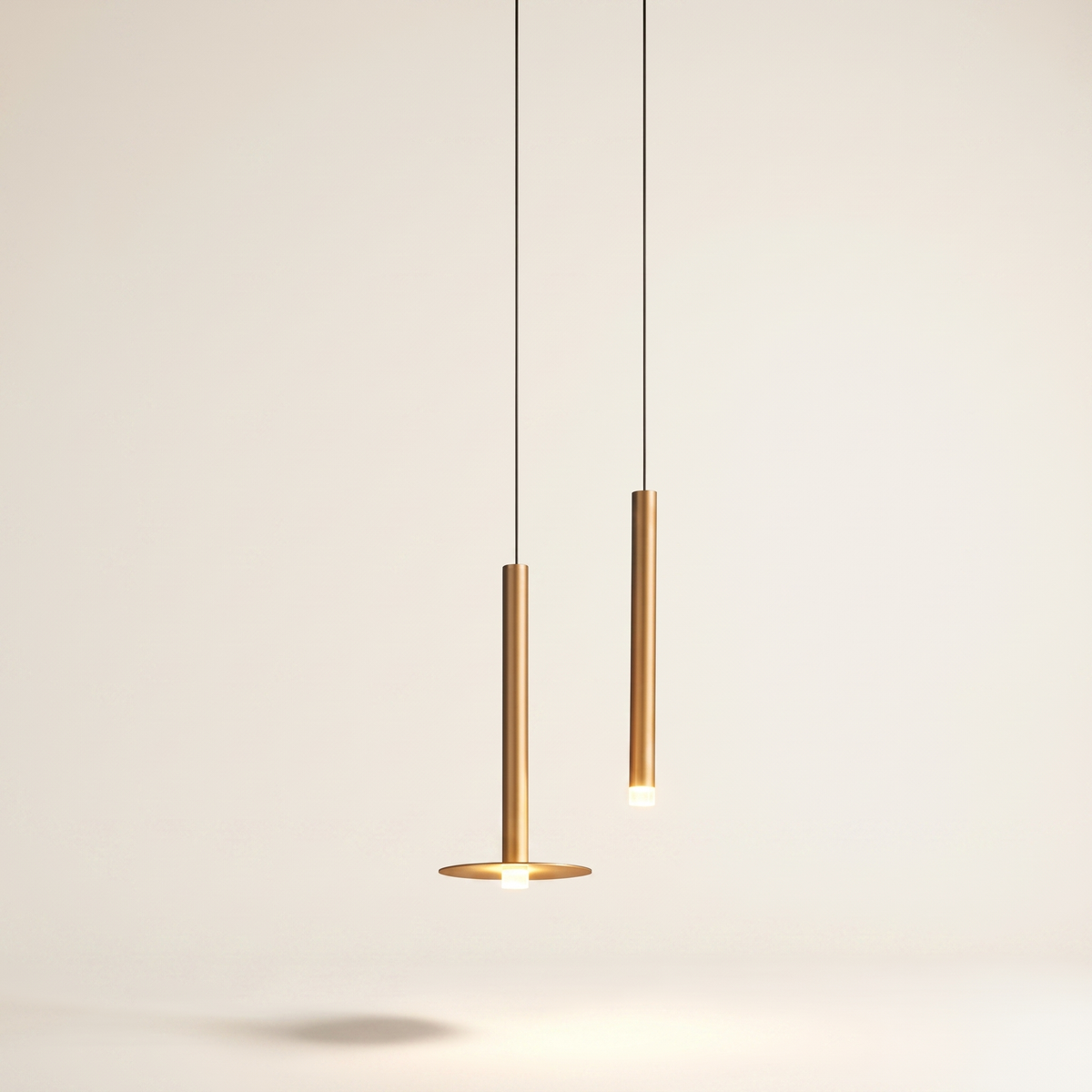 Hanging Pendant Light Minimalist Slim Tube, Gold