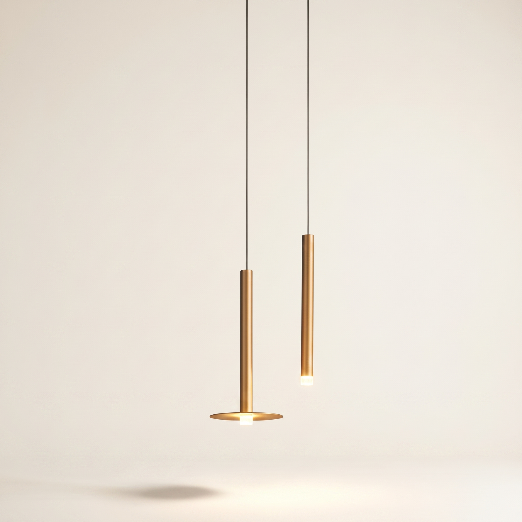 Hanging Pendant Light Minimalist Slim Tube, Gold