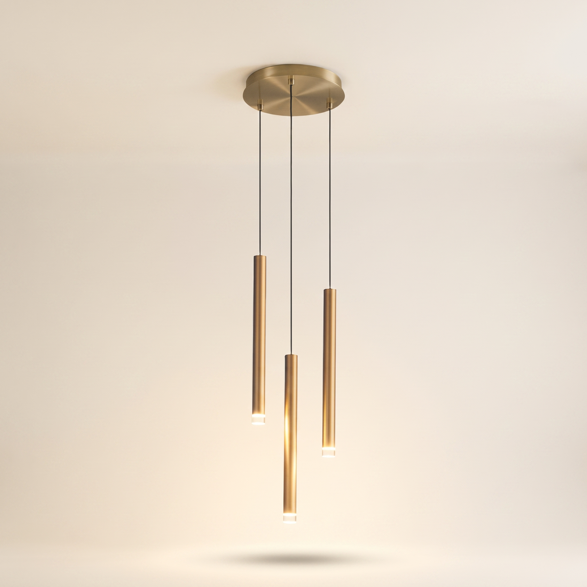 Hanging Pendant Light Minimalist Slim Tube, Gold