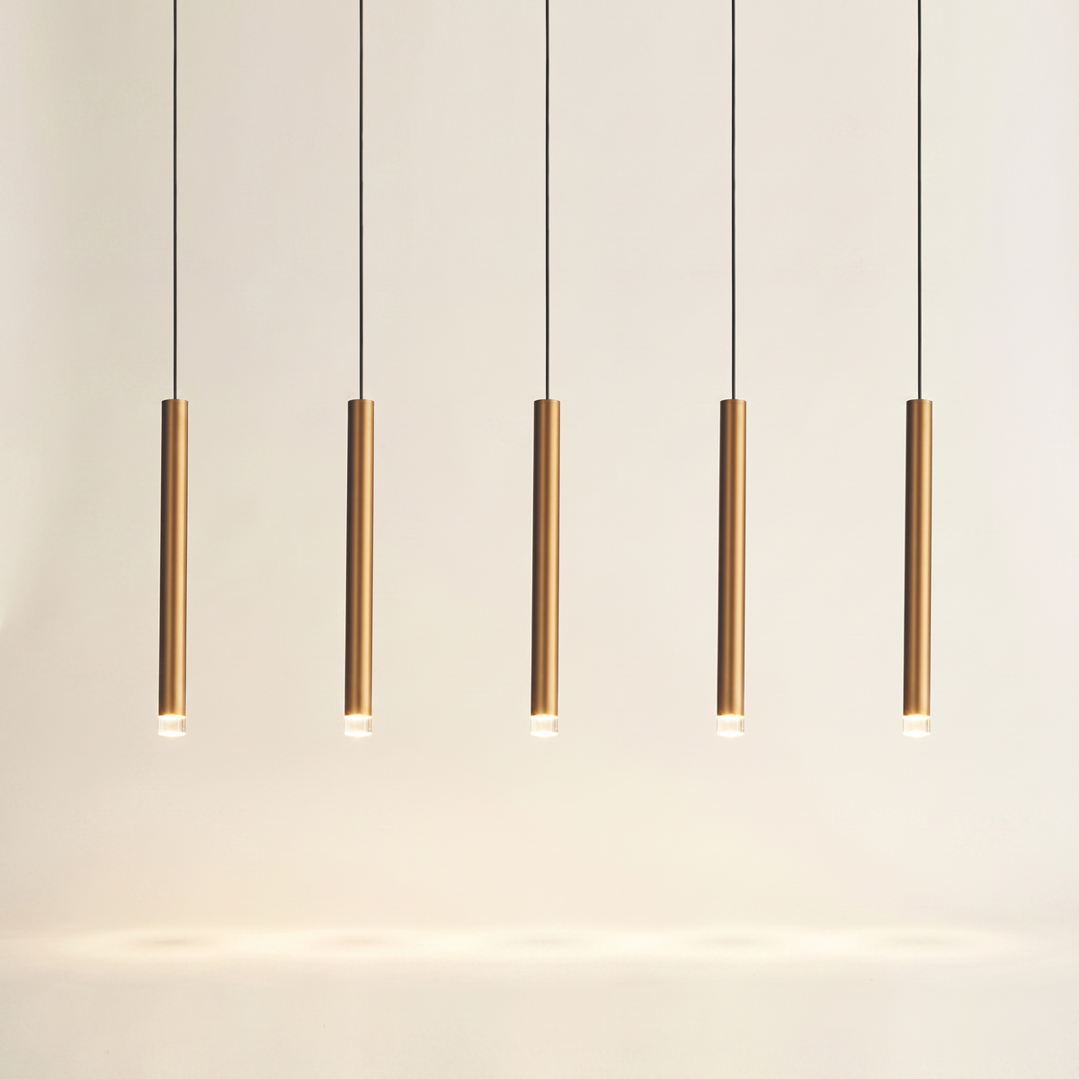 Hanging Pendant Light Minimalist Slim Tube, Gold