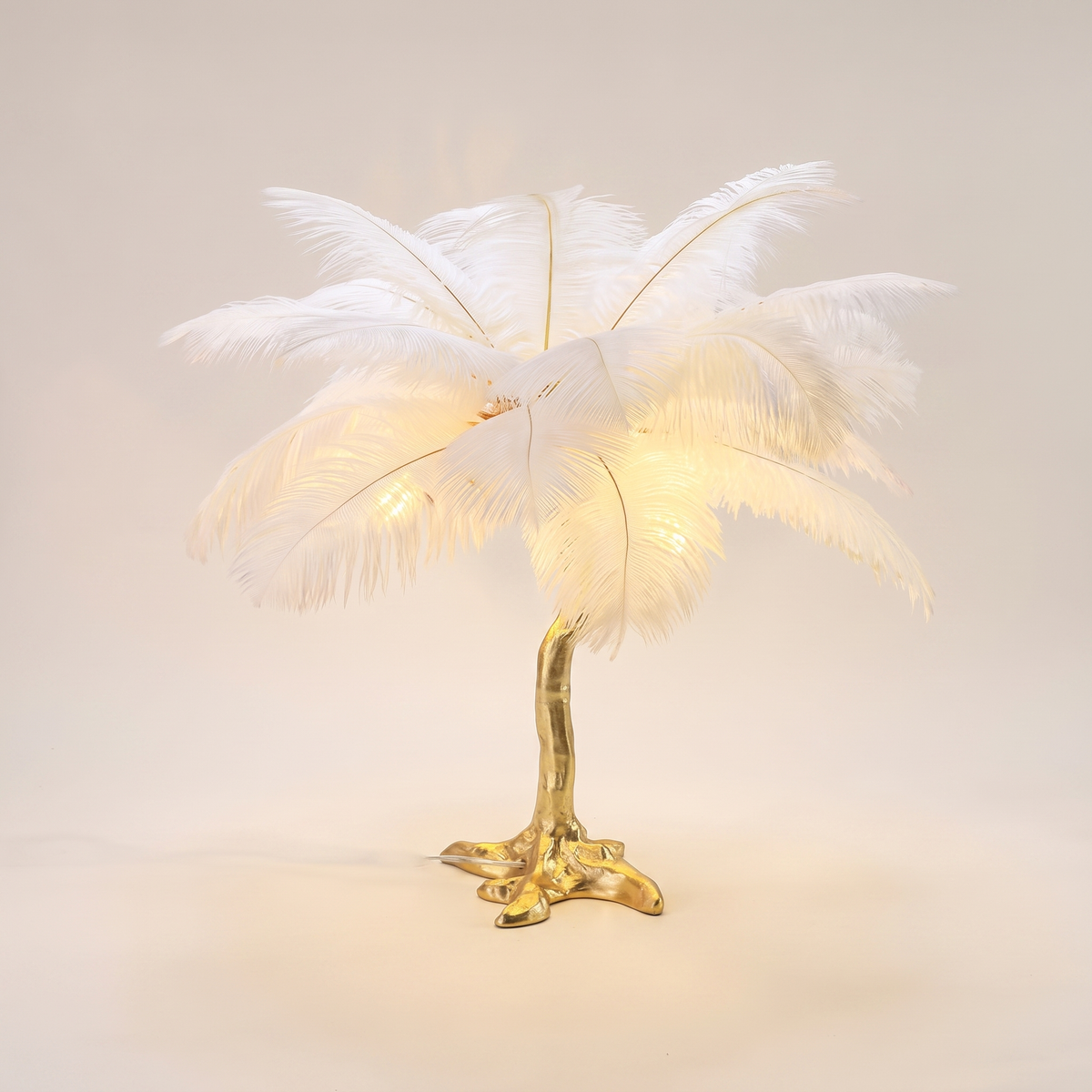 Bedside Table Lamp Decorative Tree Ostrich Feather