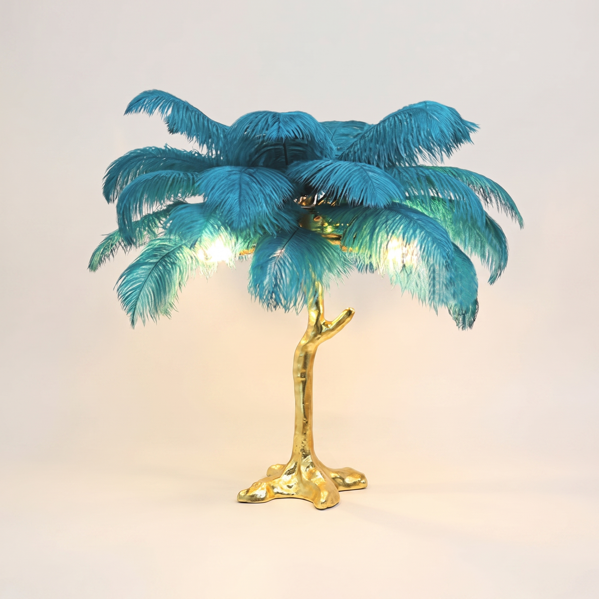 Bedside Table Lamp Decorative Tree Ostrich Feather