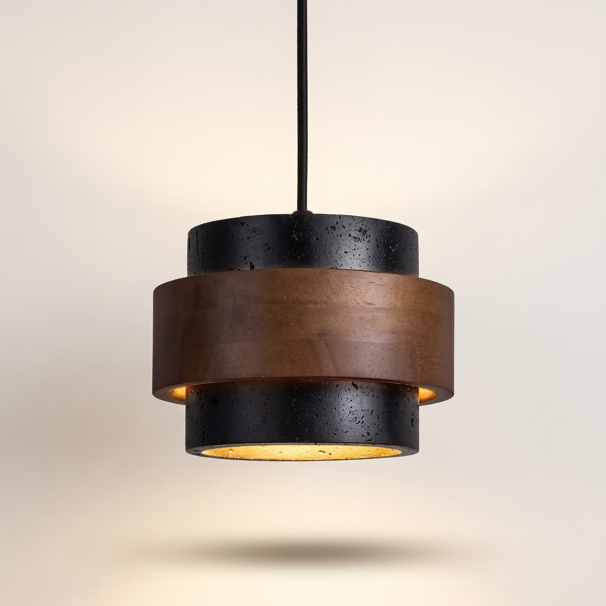 Orvina Wabi-Sabi Natural Travertine Cylinder Pendant Light