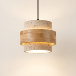 Orvina Wabi-Sabi Natural Travertine Cylinder Pendant Light