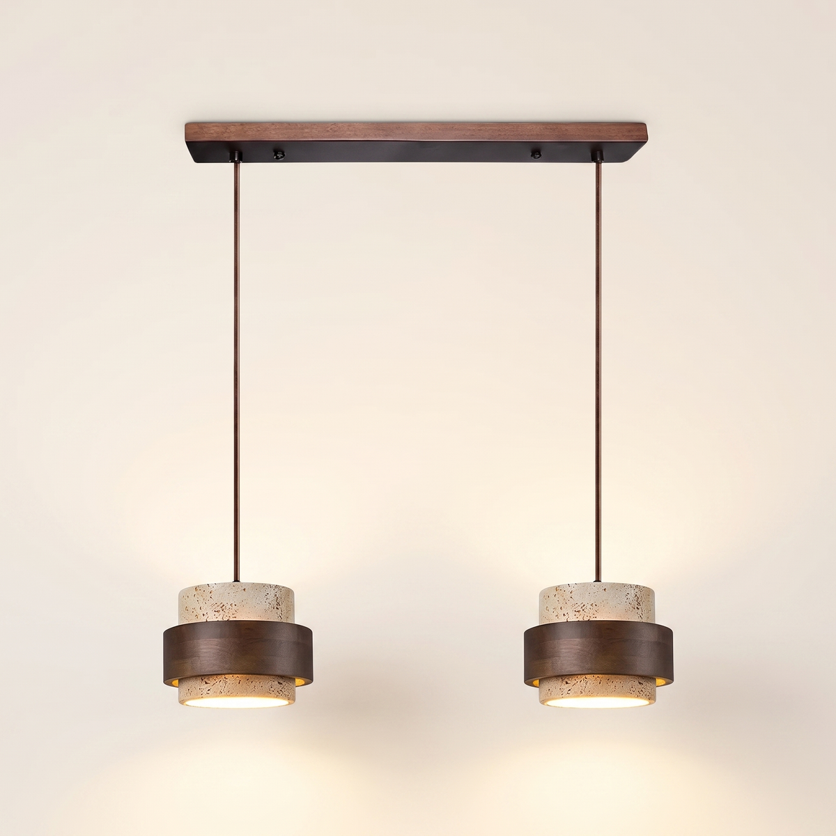 Orvina Wabi-Sabi Natural Travertine Cylinder Pendant Light